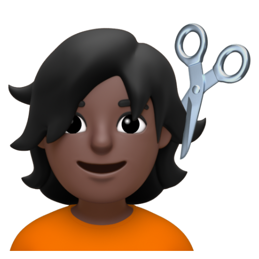 Emoji Người được cắt tóc: màu da tối 💇🏿 dạng 3D