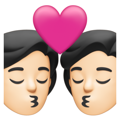 Emoji Nụ hôn: màu da sáng 💏🏻 dạng 3D