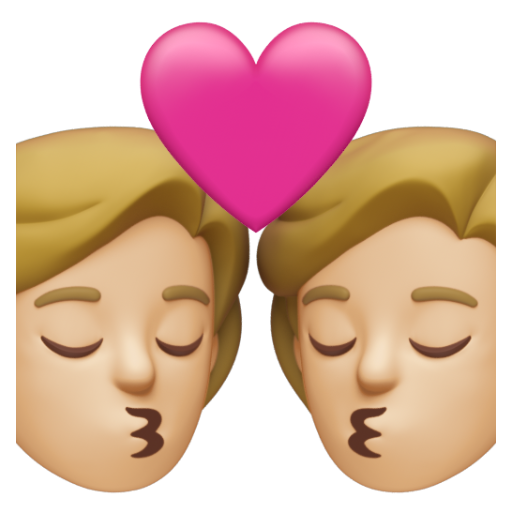 Emoji Nụ hôn: màu da sáng trung bình 💏🏼 dạng 3D