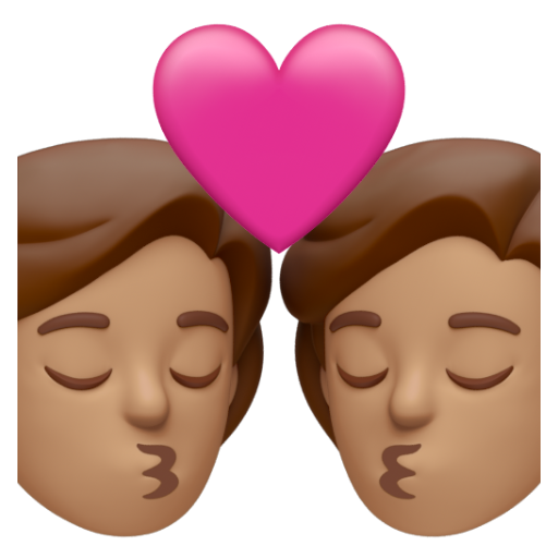 Emoji Nụ hôn: màu da trung bình 💏🏽 dạng 3D