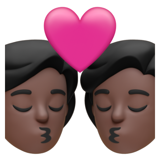 Emoji Nụ hôn: màu da tối 💏🏿 dạng 3D