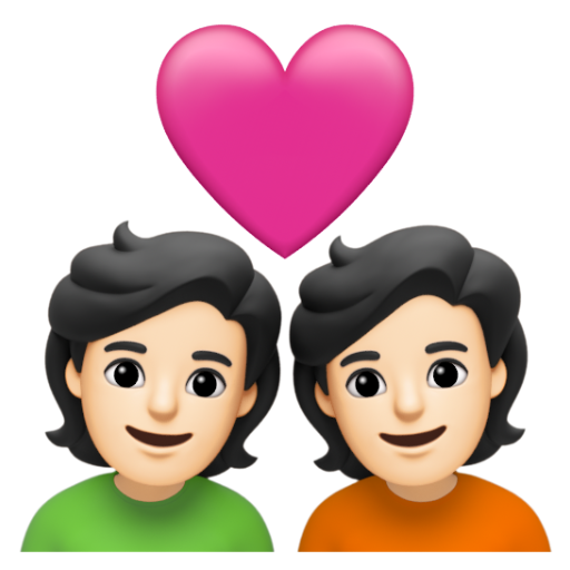 Emoji Cặp đôi với trái tim: màu da sáng 💑🏻 dạng 3D