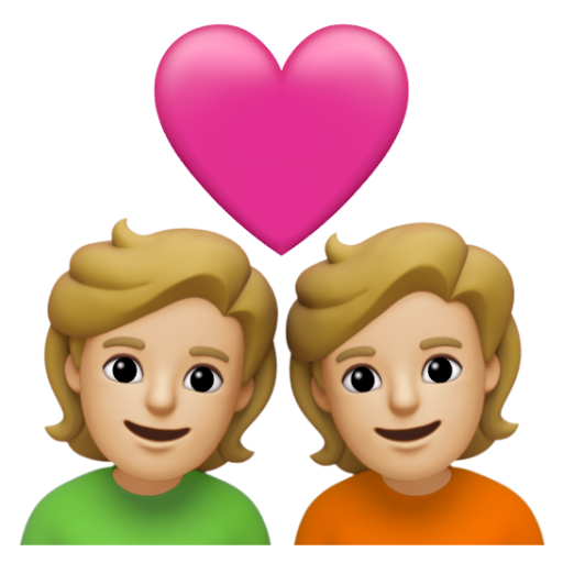 Emoji Cặp đôi với trái tim: màu da sáng trung bình 💑🏼 dạng 3D