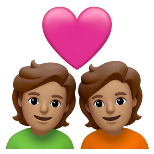 Emoji Cặp đôi với trái tim: màu da trung bình 💑🏽 dạng 3D