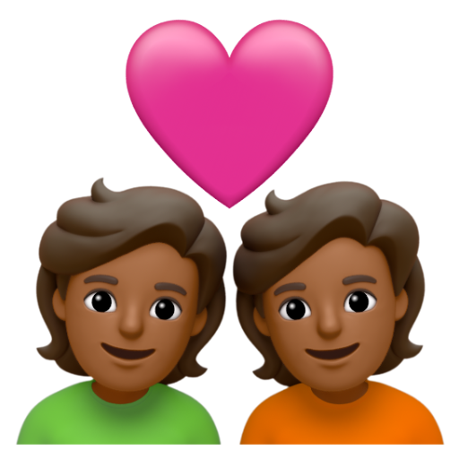Emoji Cặp đôi với trái tim: màu da tối trung bình 💑🏾 dạng 3D