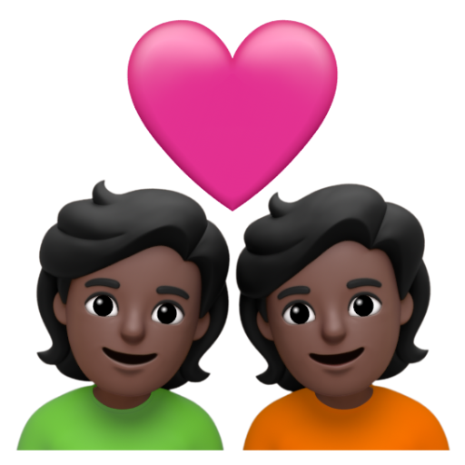 Emoji Cặp đôi với trái tim: màu da tối 💑🏿 dạng 3D