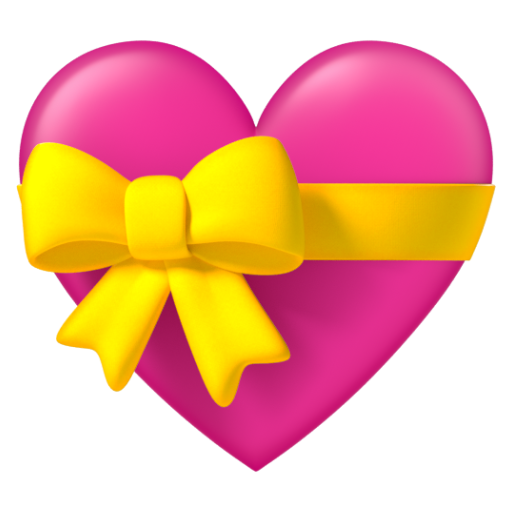 Emoji Trái tim với ruy băng 💝 dạng 3D