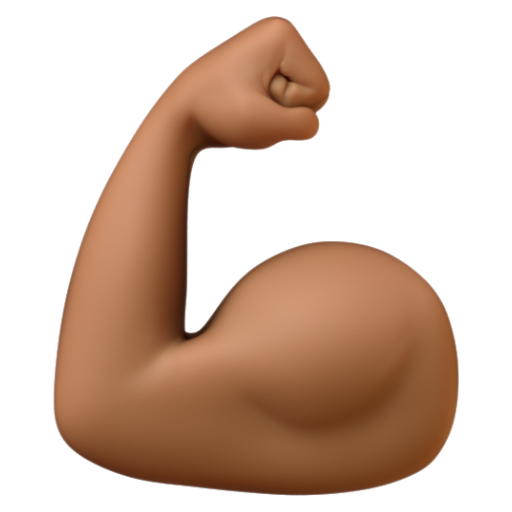 Emoji Bắp tay gập lại: màu da tối trung bình 💪🏾 dạng 3D