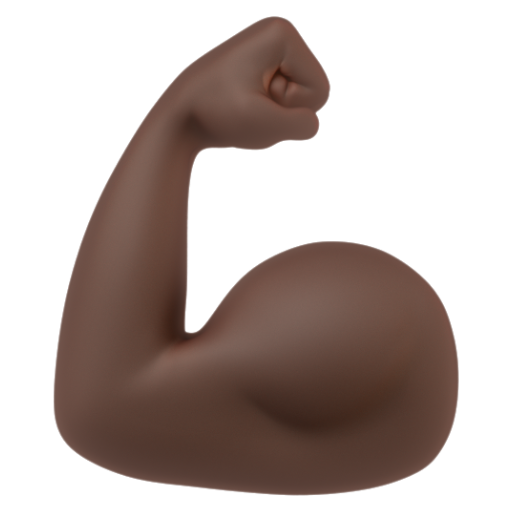 Emoji Bắp tay gập lại: màu da tối 💪🏿 dạng 3D