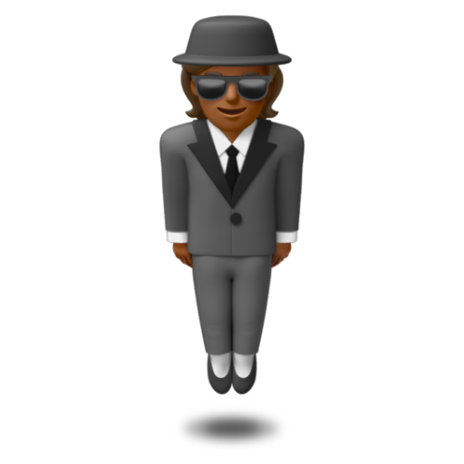 Emoji Người đàn ông mặc vest đang bay lên: màu da tối trung bình 🕴🏾 dạng 3D