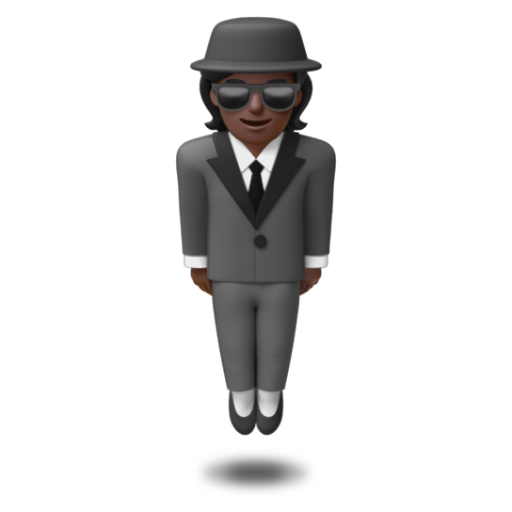 Emoji Người đàn ông mặc vest đang bay lên: màu da tối 🕴🏿 dạng 3D