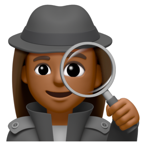 Emoji Thám tử nữ: màu da tối trung bình 🕵🏾‍♀ dạng 3D