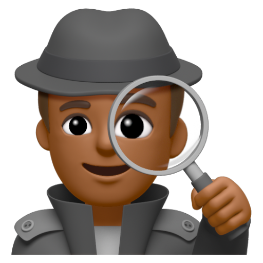 Emoji Thám tử nam: màu da tối trung bình 🕵🏾‍♂ dạng 3D