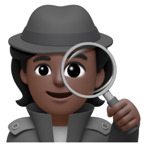 Emoji Thám tử: màu da tối 🕵🏿 dạng 3D