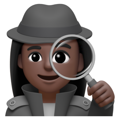 Emoji Thám tử nữ: màu da tối 🕵🏿‍♀ dạng 3D