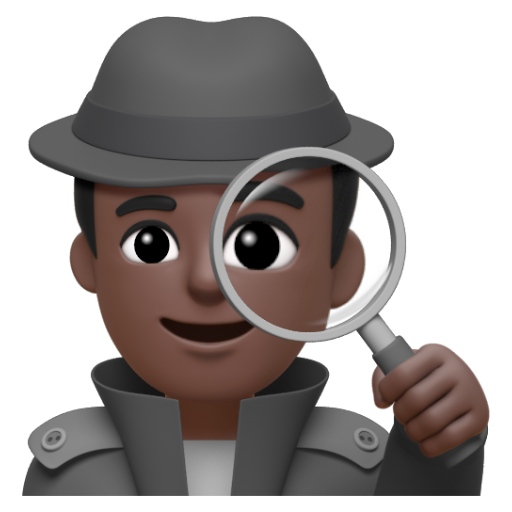 Emoji Thám tử nam: màu da tối 🕵🏿‍♂ dạng 3D