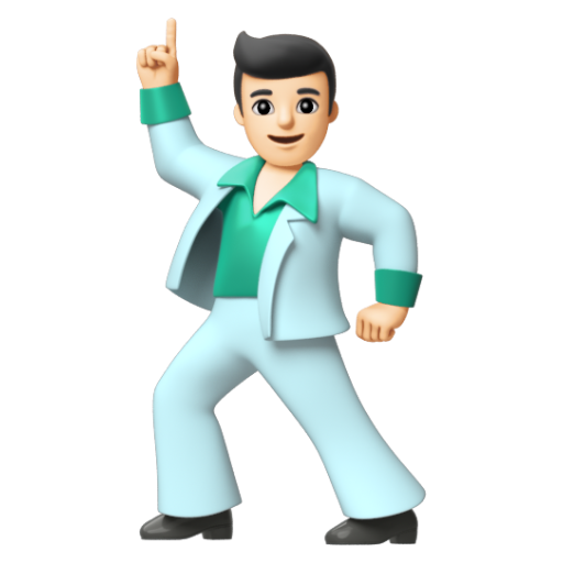 Emoji Người đàn ông đang khiêu vũ: màu da sáng 🕺🏻 dạng 3D