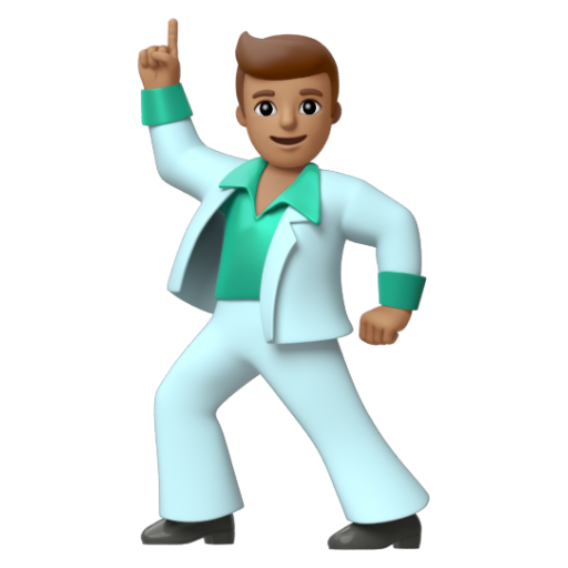 Emoji Người đàn ông đang khiêu vũ: màu da trung bình 🕺🏽 dạng 3D