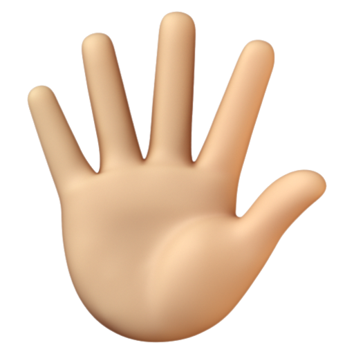 Emoji Tay xòe ngón giơ lên: màu da sáng trung bình 🖐🏼 dạng 3D