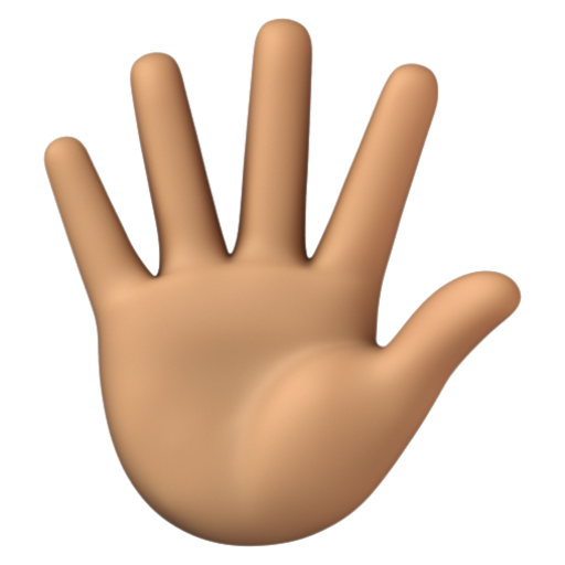 Emoji Tay xòe ngón giơ lên: màu da trung bình 🖐🏽 dạng 3D