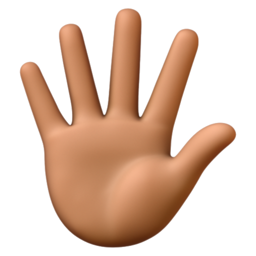 Emoji Tay xòe ngón giơ lên: màu da tối trung bình 🖐🏾 dạng 3D