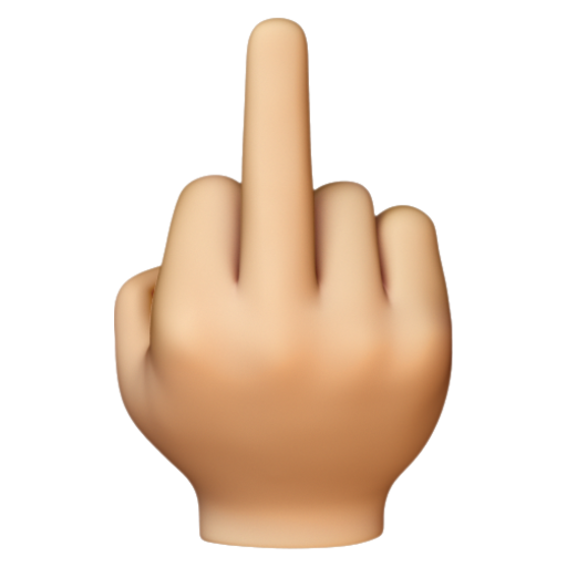 Emoji Ngón giữa: màu da sáng trung bình 🖕🏼 dạng 3D