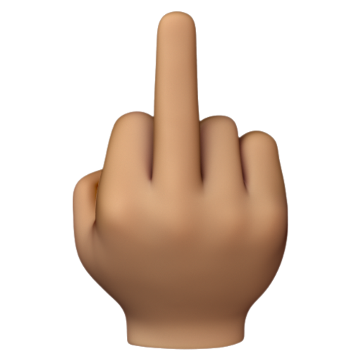 Emoji Ngón giữa: màu da trung bình 🖕🏽 dạng 3D