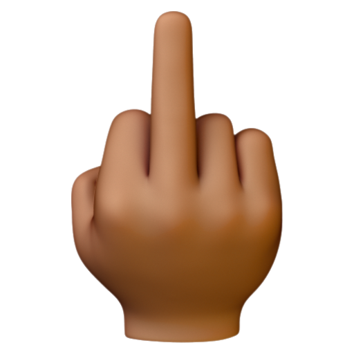 Emoji Ngón giữa: màu da tối trung bình 🖕🏾 dạng 3D
