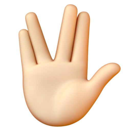Emoji Tay thần lửa: màu da sáng 🖖🏻 dạng 3D