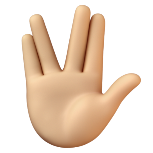 Emoji Tay thần lửa: màu da sáng trung bình 🖖🏼 dạng 3D