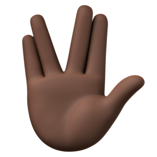 Emoji Tay thần lửa: màu da tối 🖖🏿 dạng 3D