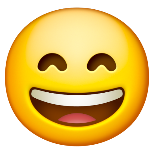 Emoji Mặt cười miệng há mắt cười 😄 dạng 3D