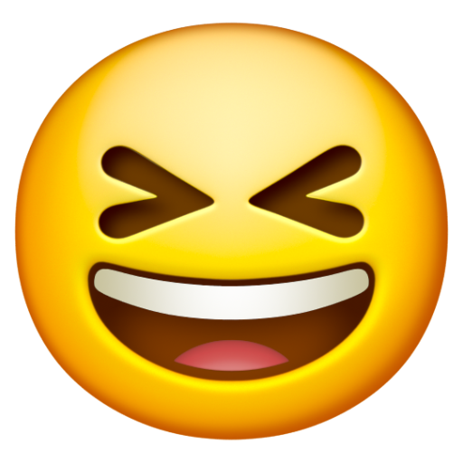 Emoji Mặt cười miệng há mắt nhắm chặt 😆 dạng 3D