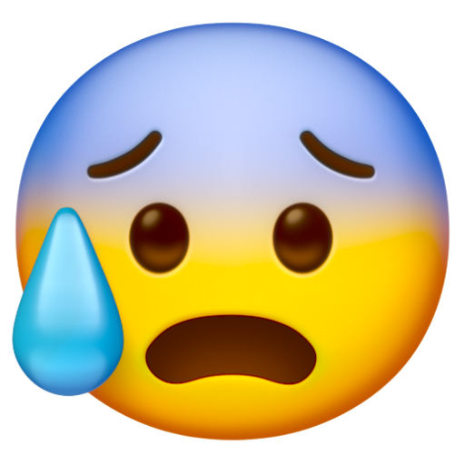 Emoji Mặt lo lắng và toát mồ hôi 😰 dạng 3D