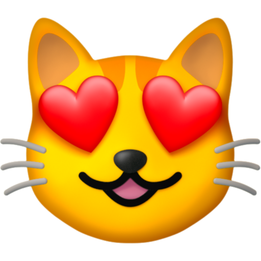 Emoji Mặt mèo cười mắt hình trái tim 😻 dạng 3D
