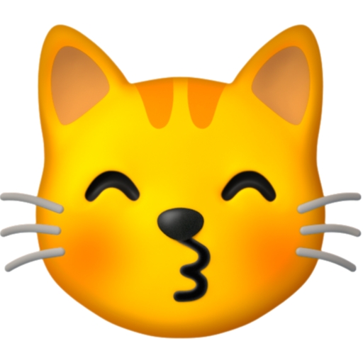 Emoji Mặt mèo hôn mắt nhắm 😽 dạng 3D