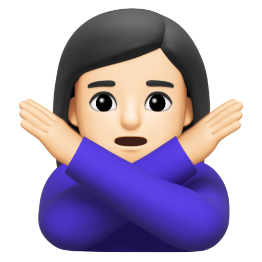 Emoji Người phụ nữ ra hiệu phản đối: màu da sáng 🙅🏻‍♀ dạng 3D