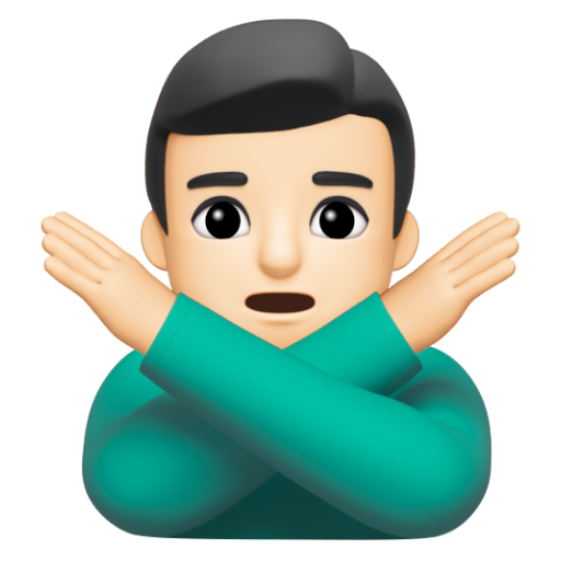 Emoji Người đàn ông ra hiệu phản đối: màu da sáng 🙅🏻‍♂ dạng 3D