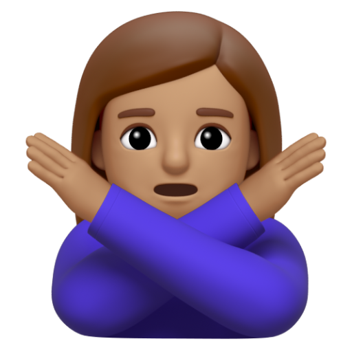 Emoji Người phụ nữ ra hiệu phản đối: màu da trung bình 🙅🏽‍♀ dạng 3D