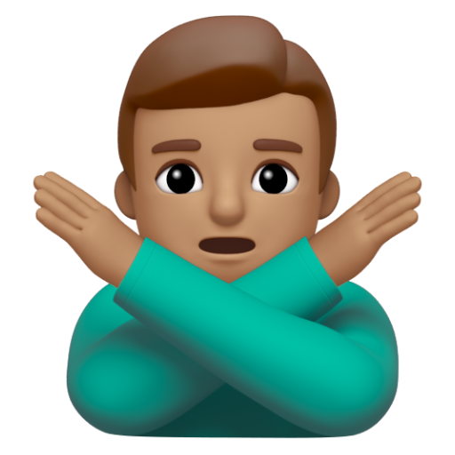 Emoji Người đàn ông ra hiệu phản đối: màu da trung bình 🙅🏽‍♂ dạng 3D