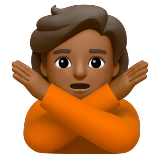 Emoji Người ra hiệu phản đối: màu da tối trung bình 🙅🏾 dạng 3D
