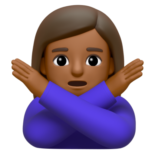 Emoji Người phụ nữ ra hiệu phản đối: màu da tối trung bình 🙅🏾‍♀ dạng 3D
