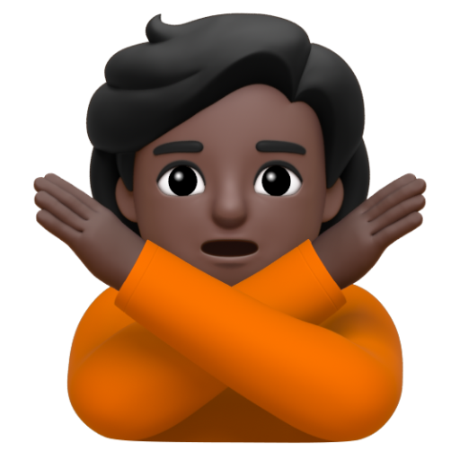 Emoji Người ra hiệu phản đối: màu da tối 🙅🏿 dạng 3D