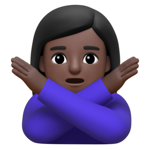 Emoji Người phụ nữ ra hiệu phản đối: màu da tối 🙅🏿‍♀ dạng 3D