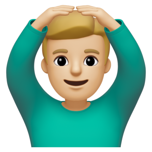 Emoji Người đàn ông ra hiệu đồng ý: màu da sáng trung bình 🙆🏼‍♂ dạng 3D