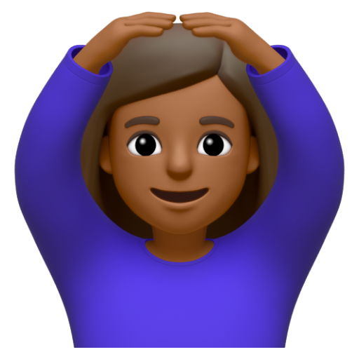 Emoji Người phụ nữ ra hiệu đồng ý: màu da tối trung bình 🙆🏾‍♀ dạng 3D