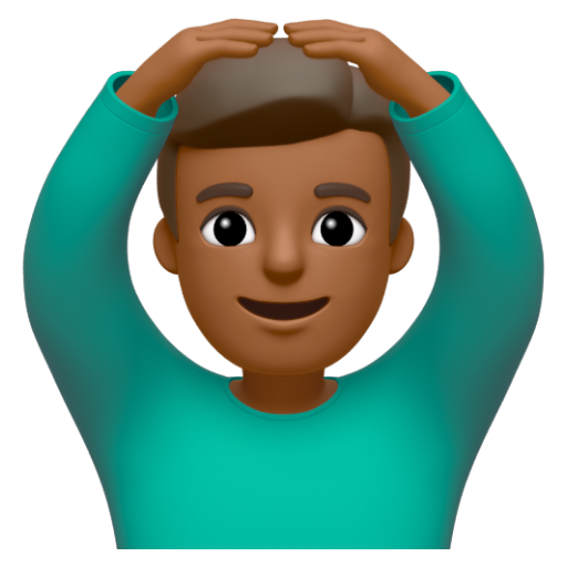 Emoji Người đàn ông ra hiệu đồng ý: màu da tối trung bình 🙆🏾‍♂ dạng 3D