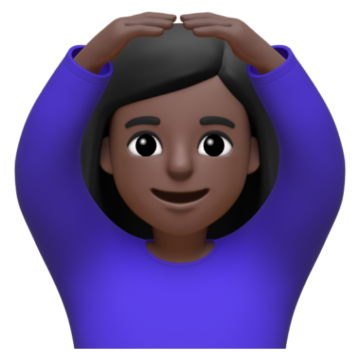 Emoji Người phụ nữ ra hiệu đồng ý: màu da tối 🙆🏿‍♀ dạng 3D