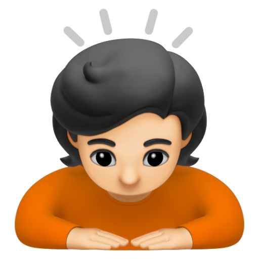 Emoji Người đang cúi đầu: màu da sáng 🙇🏻 dạng 3D