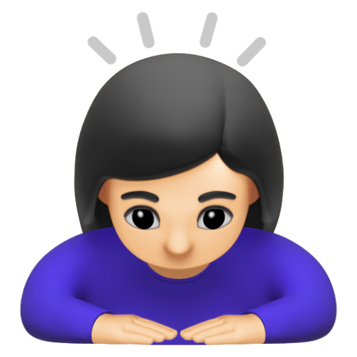Emoji Người phụ nữ cúi đầu: màu da sáng 🙇🏻‍♀ dạng 3D